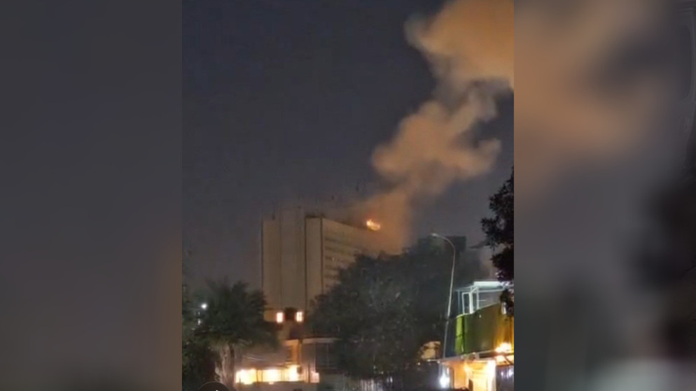 سقوط مقذوف على فندق الرشيد في بغداد