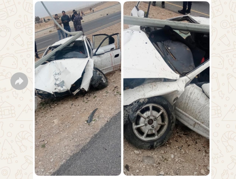 ثلاث وفيات واربع إصابات في حادث تدهور مركبة على الطريق الصحراوي