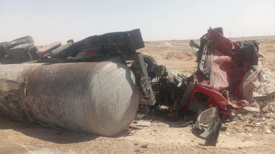 إصابة واحدة في حادث تدهور طريق الردميه (الجفر)