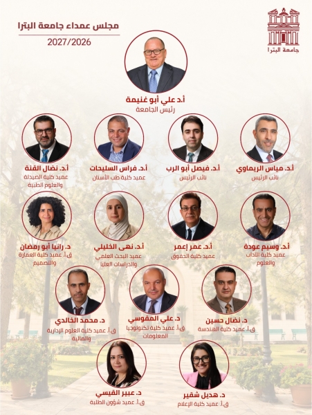 جامعة البترا تقر تشكيلات قياداتها الأكاديمية للعام الجامعي 2026/2027